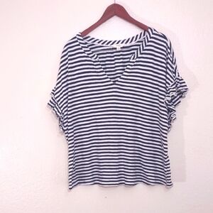 LIGHTLY USED TERRA & SKY SHORT SLEEVE HORIZONTAL STRIPES WHITE & NAVY (16W-18W)